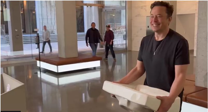 Elon Musk Visits Twitter Carrying Sink As Deal Deadline Looms