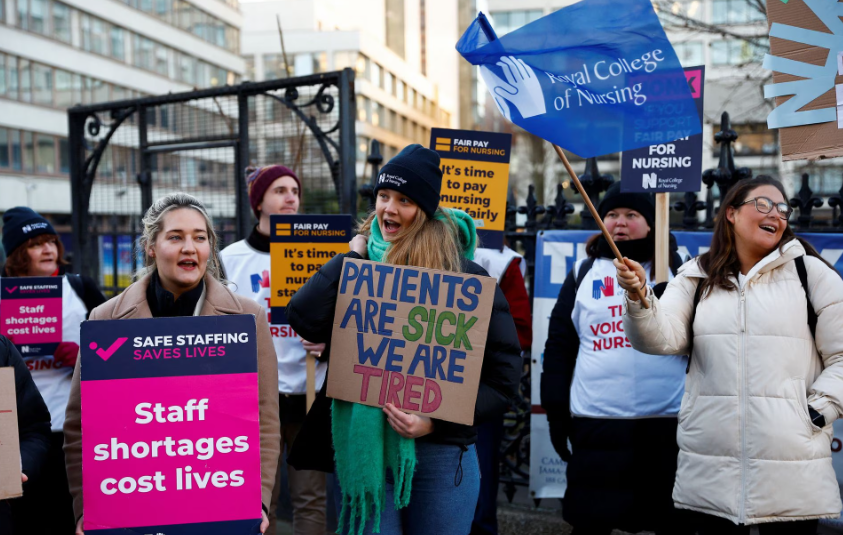 British Workers Stage Largest Strike In History Of Health Service