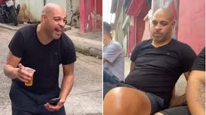 Brazillian Football Star, Adriano Captured Drinking Beer on Barefoot on the Street